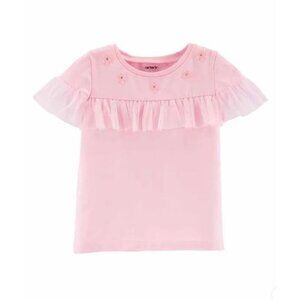 Carters Baby Girls Pink Tulle Ruffle Short Sleeve Top 6M